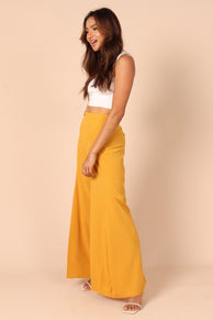 BOTTOMS @Annie High Waisted Wide Leg Pants - Mustard