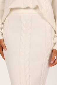 BOTTOMS @Aspen Cable Knit Skirt - White