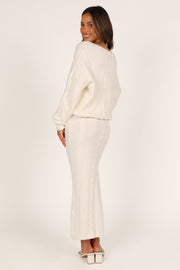 BOTTOMS @Aspen Cable Knit Skirt - White