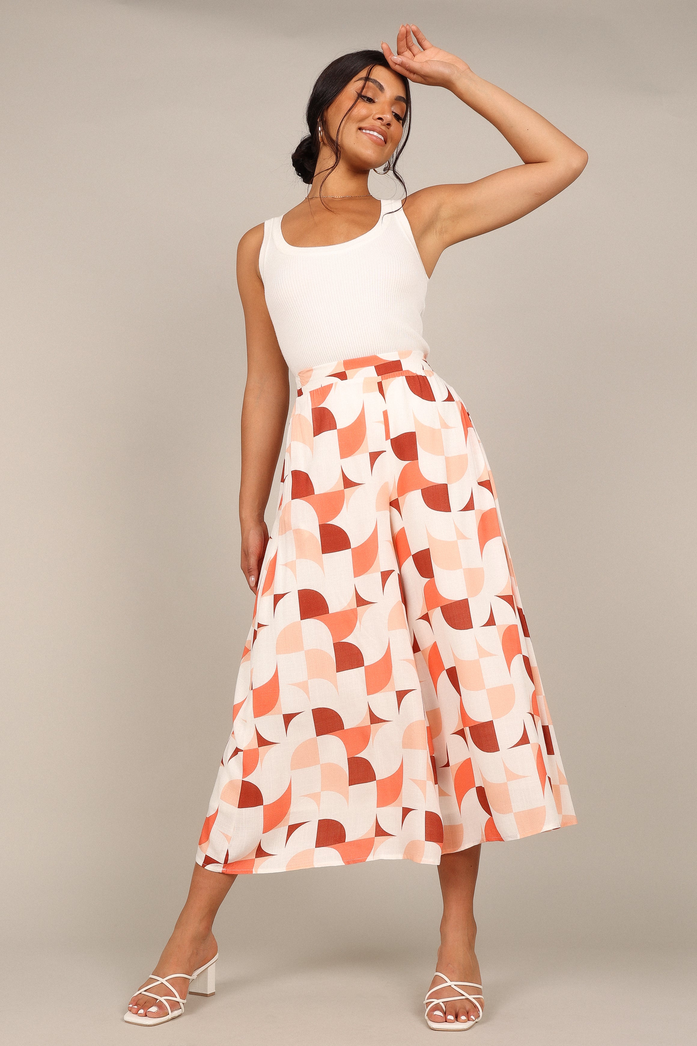 BOTTOMS @Cassandra High Waisted Pants - White Print