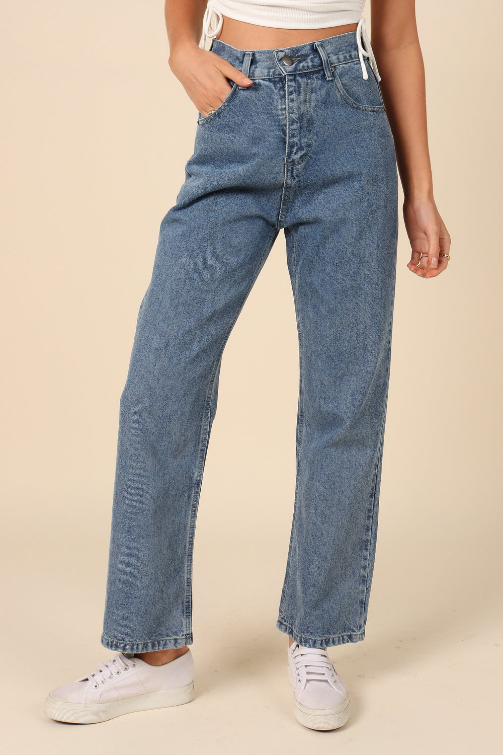 BOTTOMS Francis Straight Leg Jeans - Mid Blue Wash