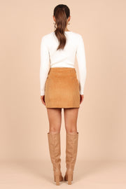 BOTTOMS Genevieve Cord Mini Skirt - Tan (Faulty)