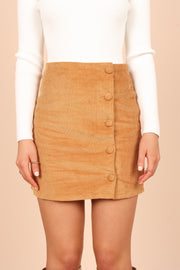 BOTTOMS Genevieve Cord Mini Skirt - Tan (Faulty)