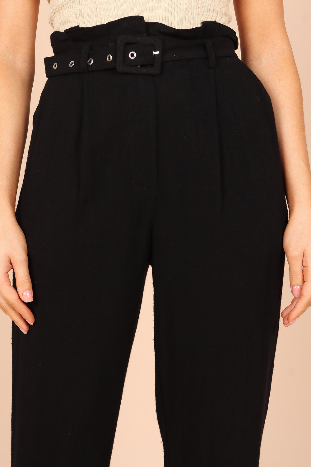 Half Belted Trousers Black  SourceUnknown