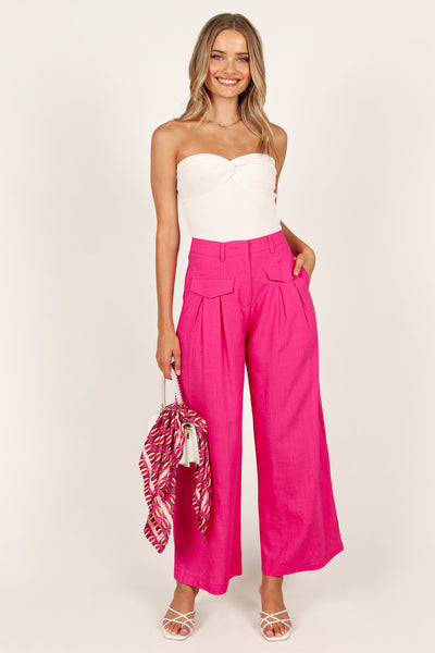 Pink velvet wide leg trousers | River Island