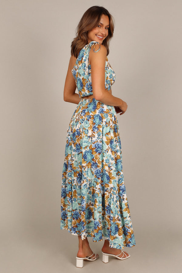 BOTTOMS @Jules High Waisted Maxi Skirt - Blue Floral (waiting on bulk)