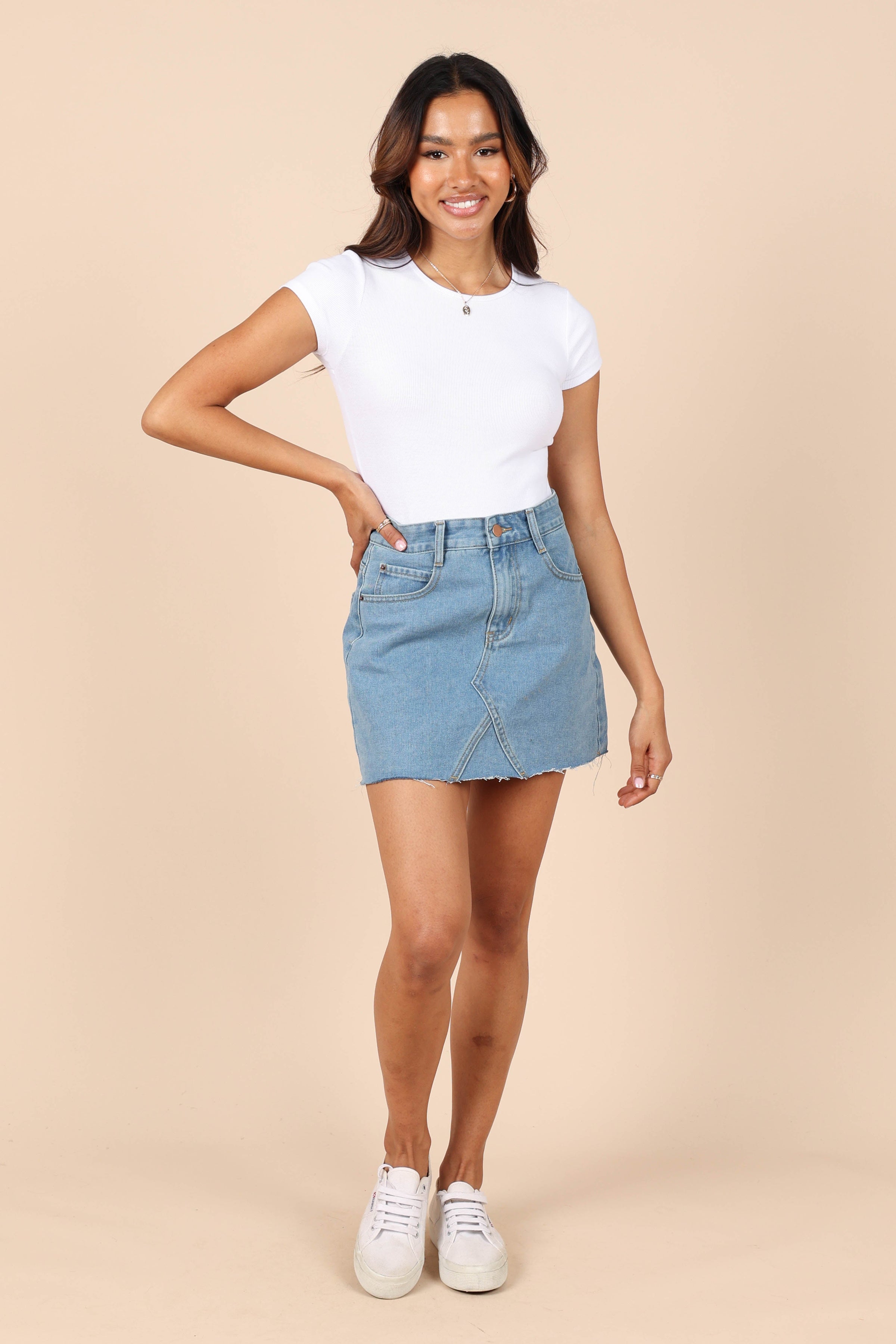 BOTTOMS @Kenny Skirt - Mid Blue Wash