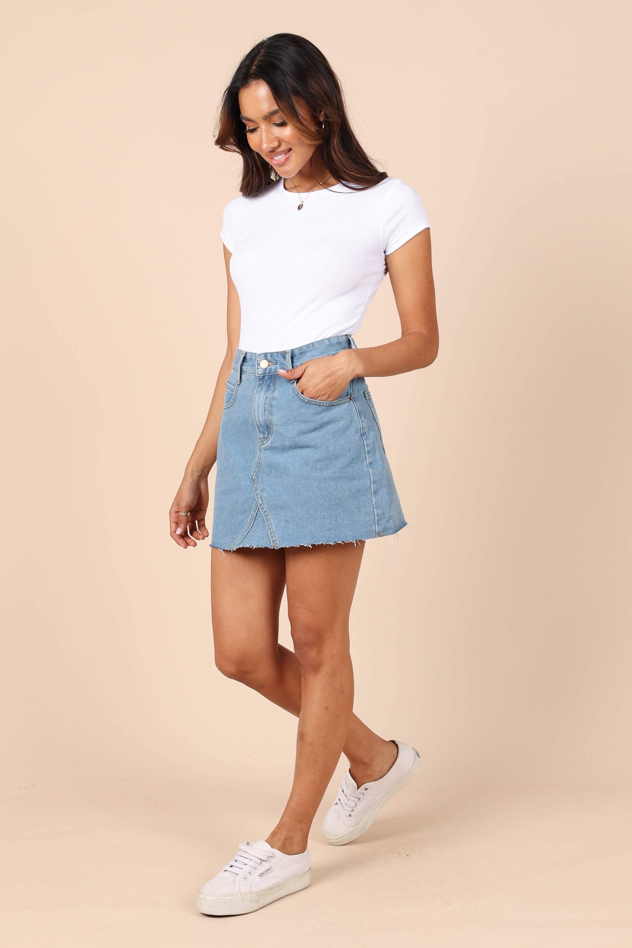 BOTTOMS @Kenny Skirt - Mid Blue Wash