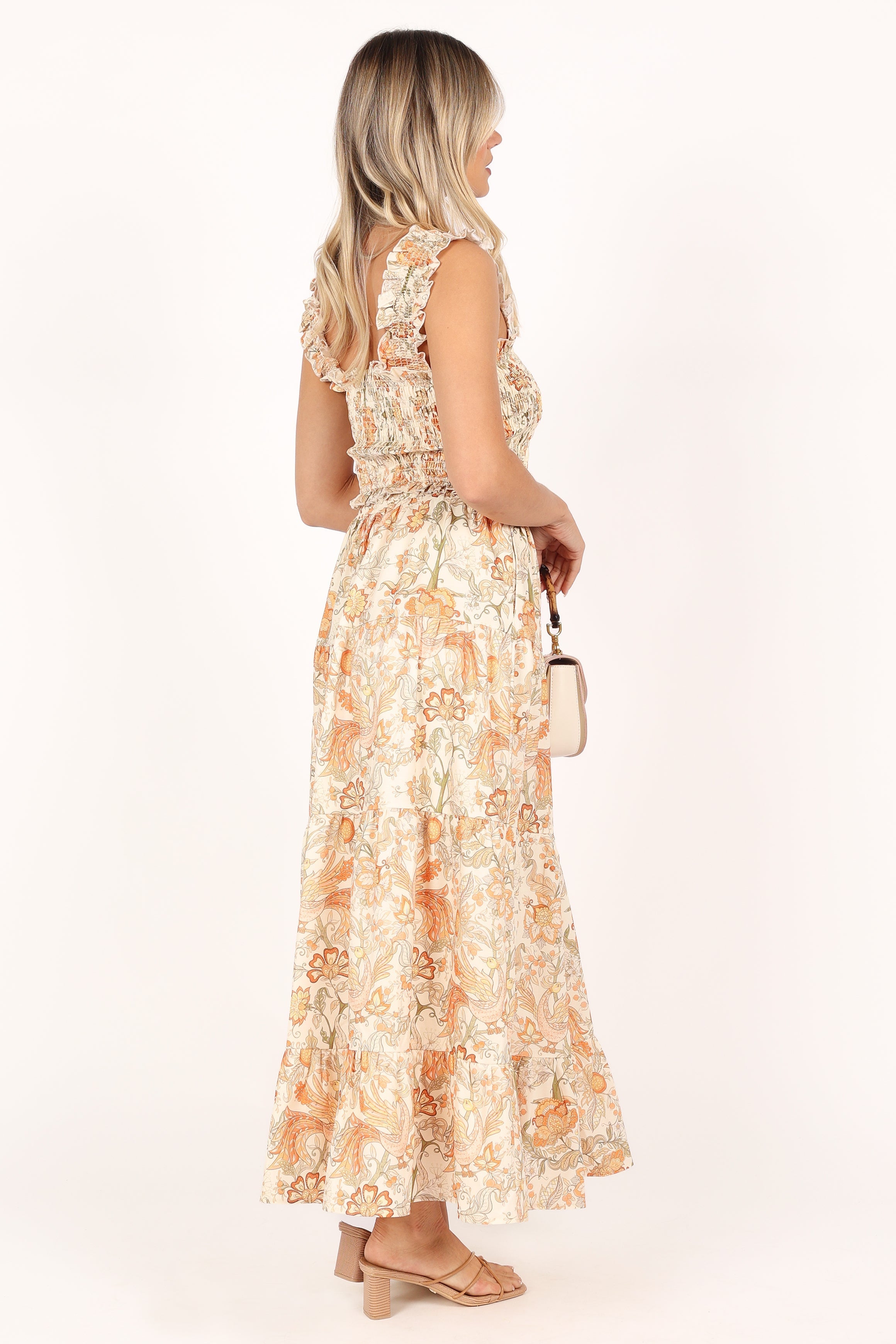 BOTTOMS @Leo Maxi Skirt - Tan Floral