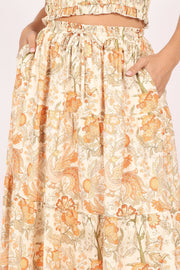 BOTTOMS @Leo Maxi Skirt - Tan Floral