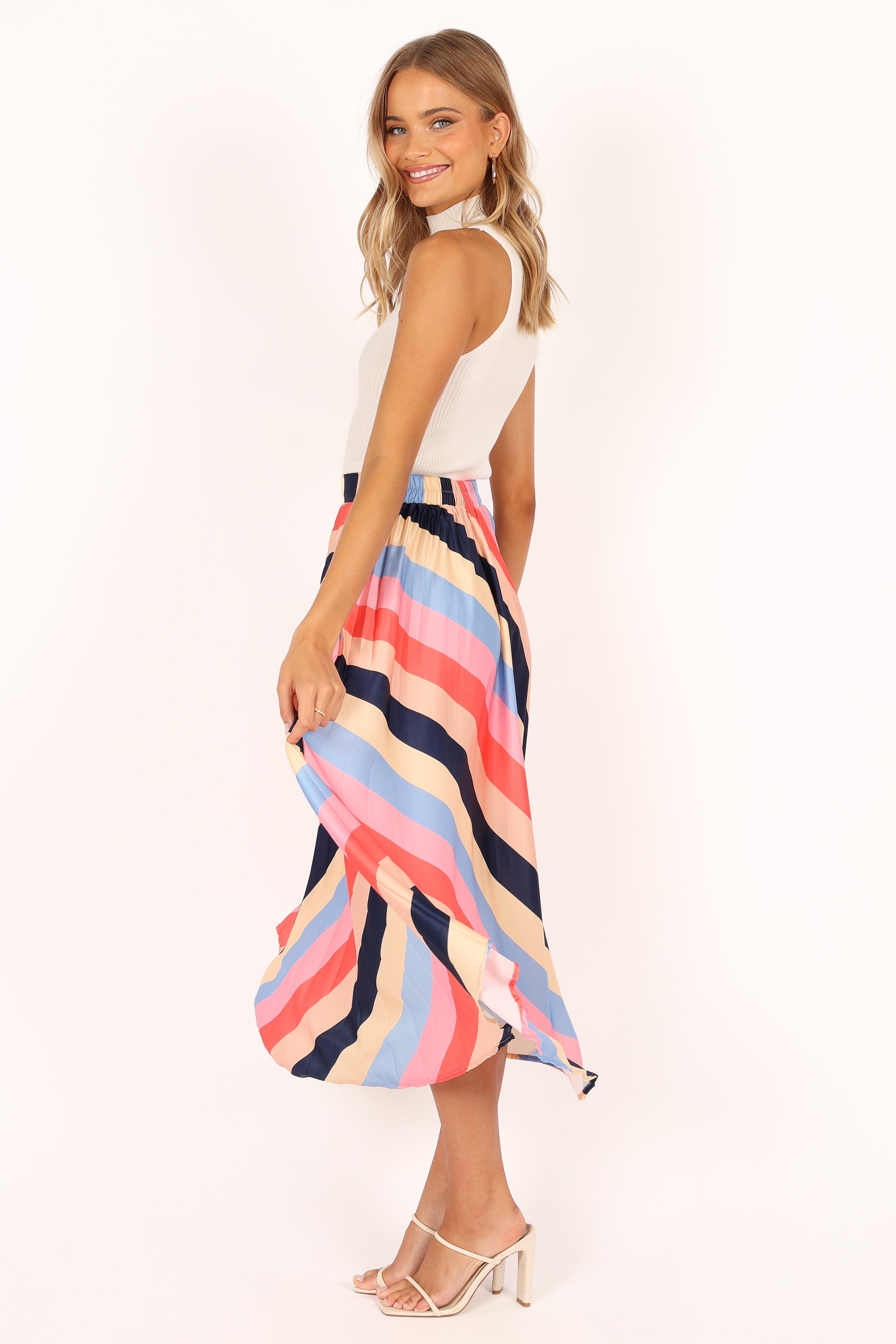 BOTTOMS @Marlow Midi Skirt - Multi Stripe (waiting on bulk)