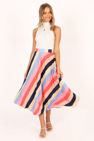 BOTTOMS @Marlow Midi Skirt - Multi Stripe (waiting on bulk)