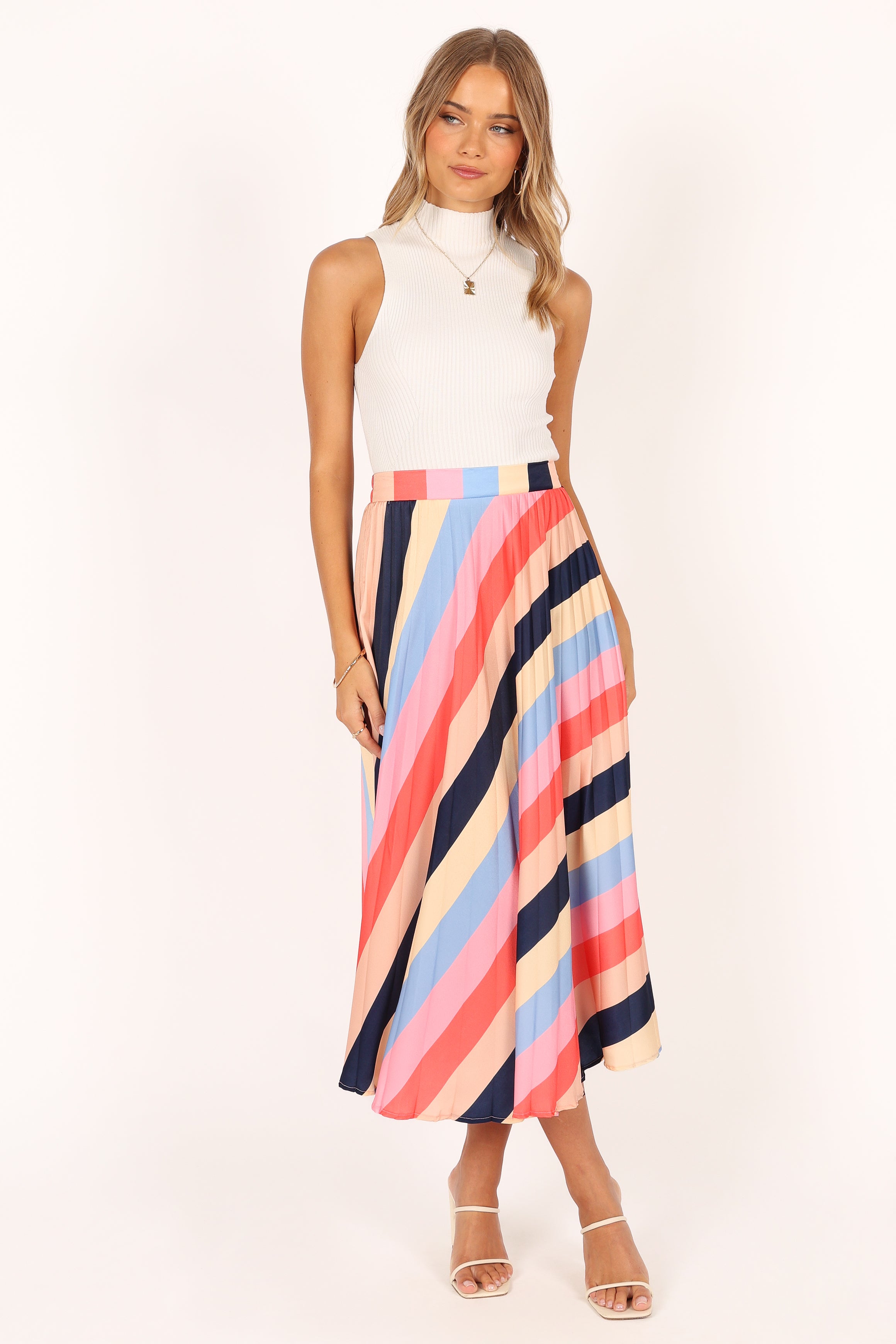 BOTTOMS @Marlow Midi Skirt - Multi Stripe (waiting on bulk)