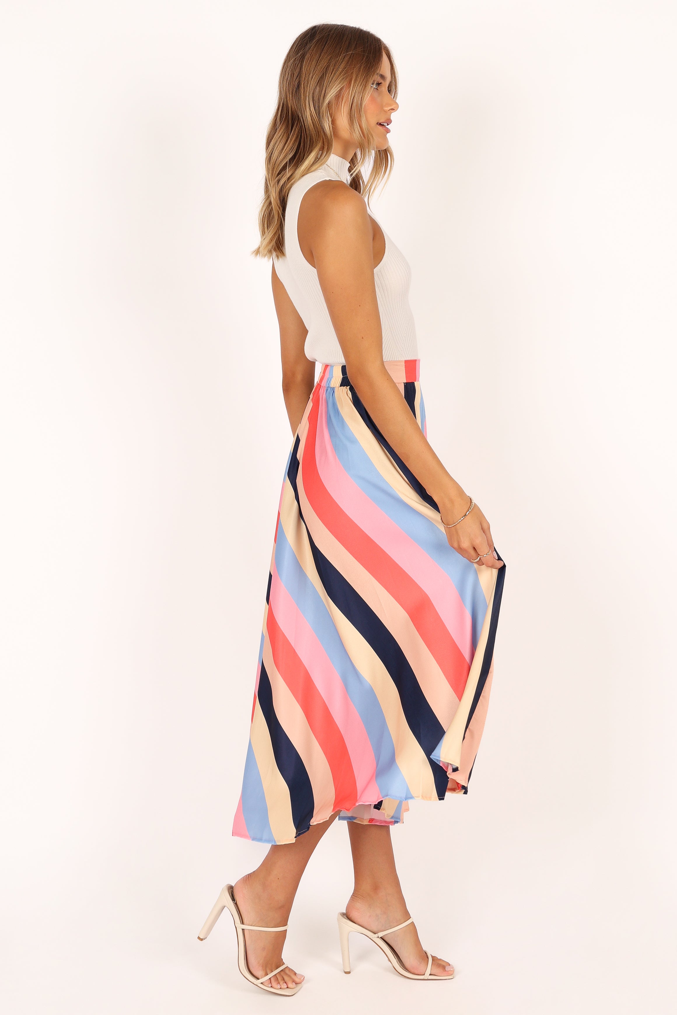BOTTOMS @Marlow Midi Skirt - Multi Stripe (waiting on bulk)