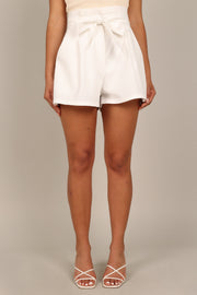 BOTTOMS @Maya High Waisted Paperbag Shorts - White