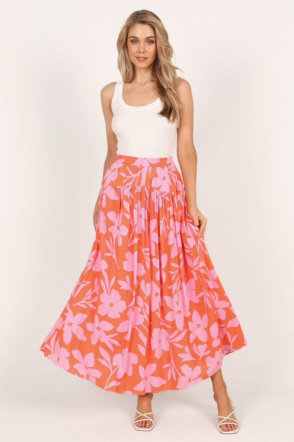Meg Maxi Skirt - Orange/Pink - Petal & Pup