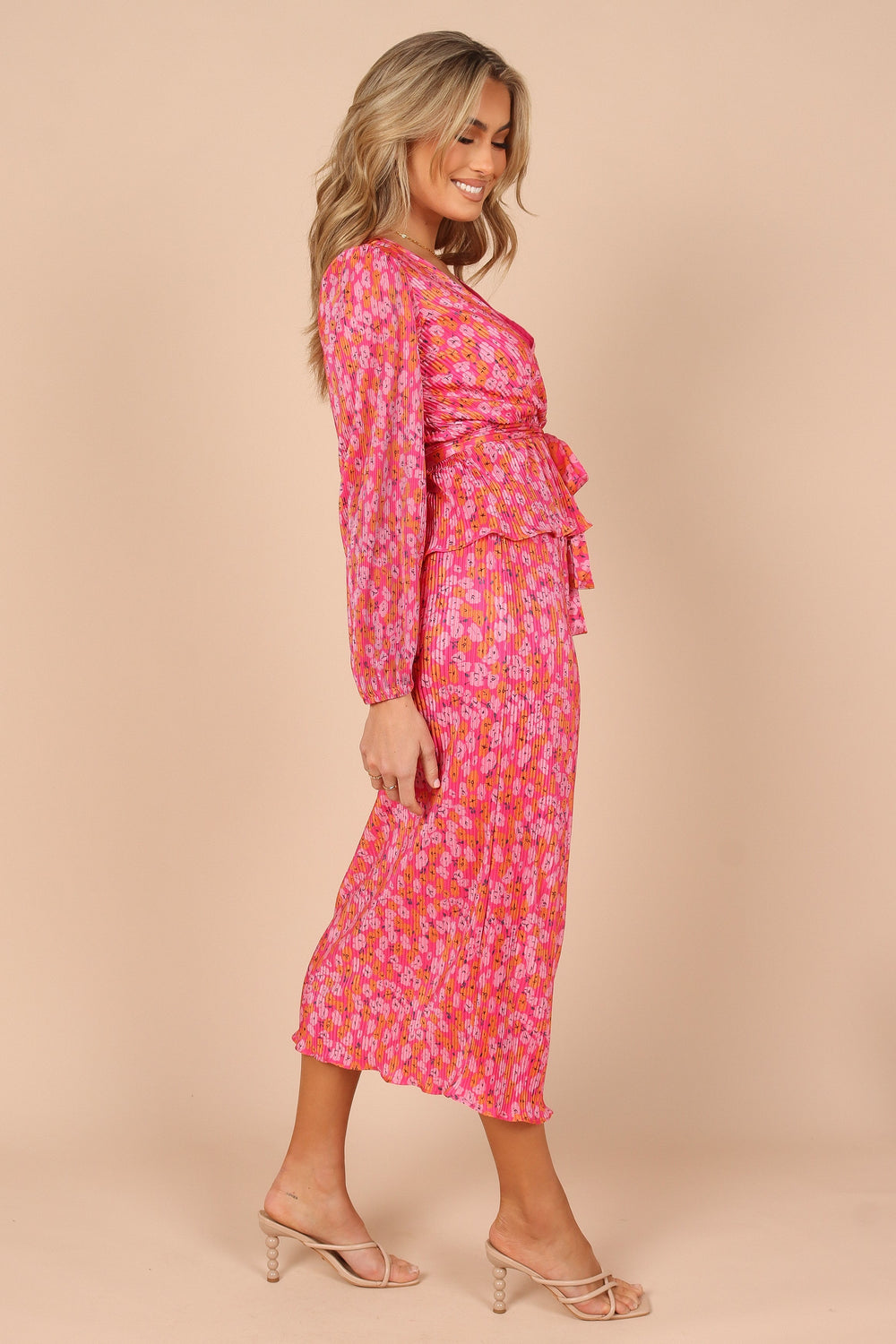 BOTTOMS @Minelli Pleat Midi Skirt - Hot Pink