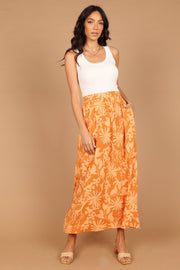 BOTTOMS @Oaklie Linen Maxi Skirt - Tan Floral (waiting on bulk)