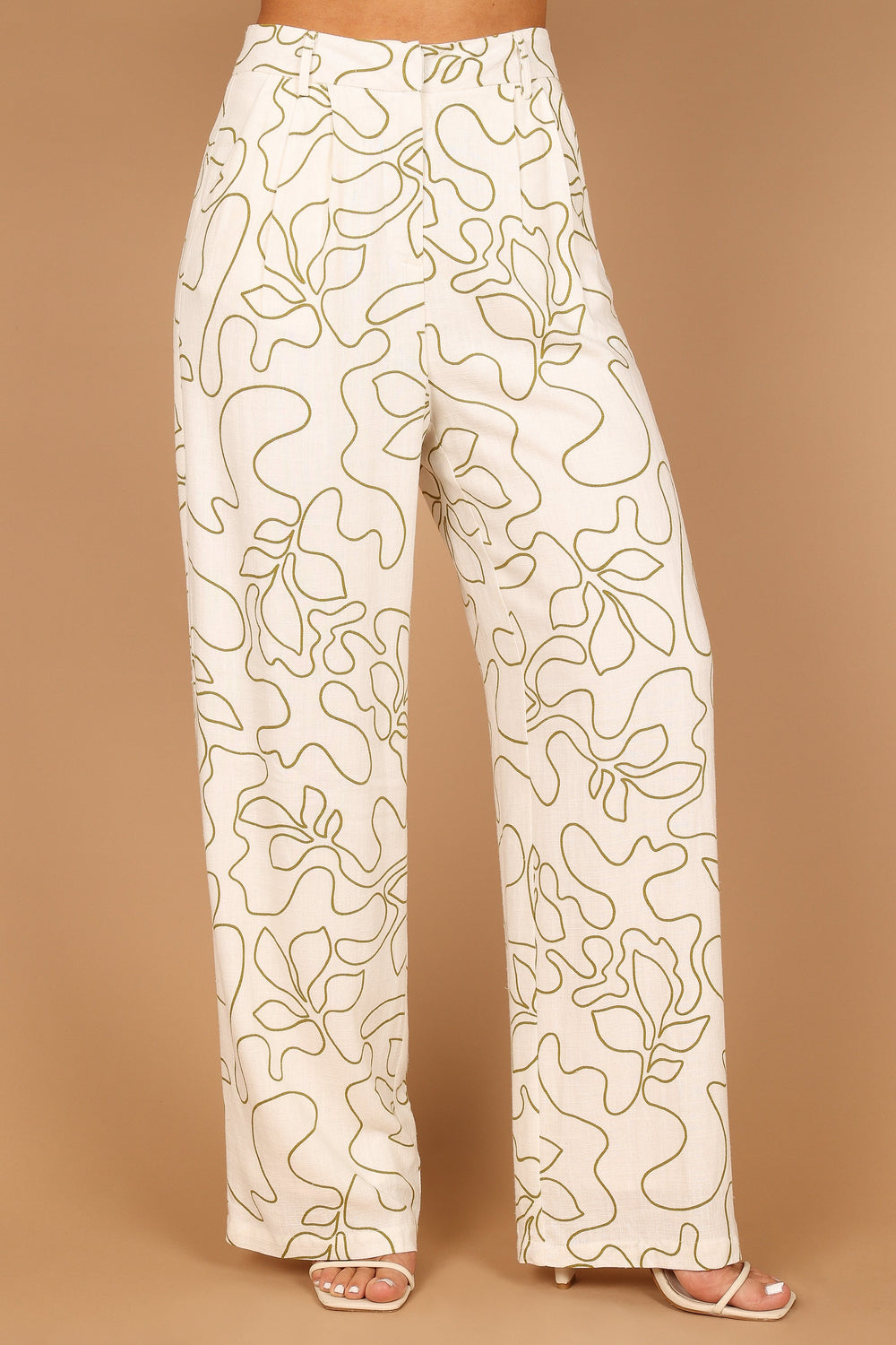 BOTTOMS @Preston Linen Pants - White / Green (waiting on bulk)