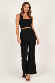 BOTTOMS @Rutherford Flared Ponte Pant - Black