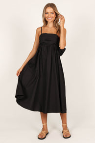 DRESSES @Alice Bow Back Midi Dress - Black