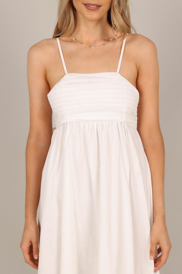 DRESSES @Alice Bow Back Midi Dress - White