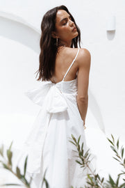 DRESSES @Alice Bow Back Midi Dress - White