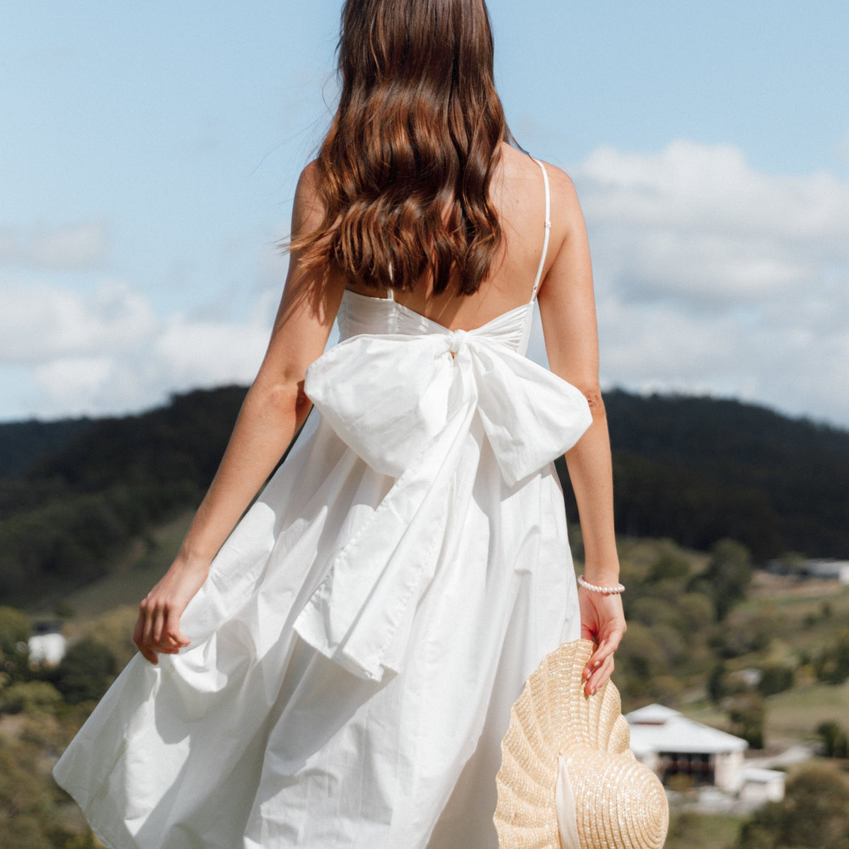 alice bow back mini dress Alice Bow Back Midi Dress - White