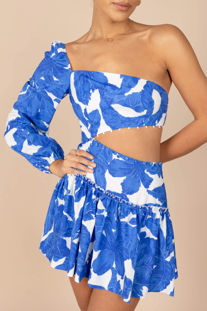 Aliyah Mini Dress - Blue Floral - Petal & Pup