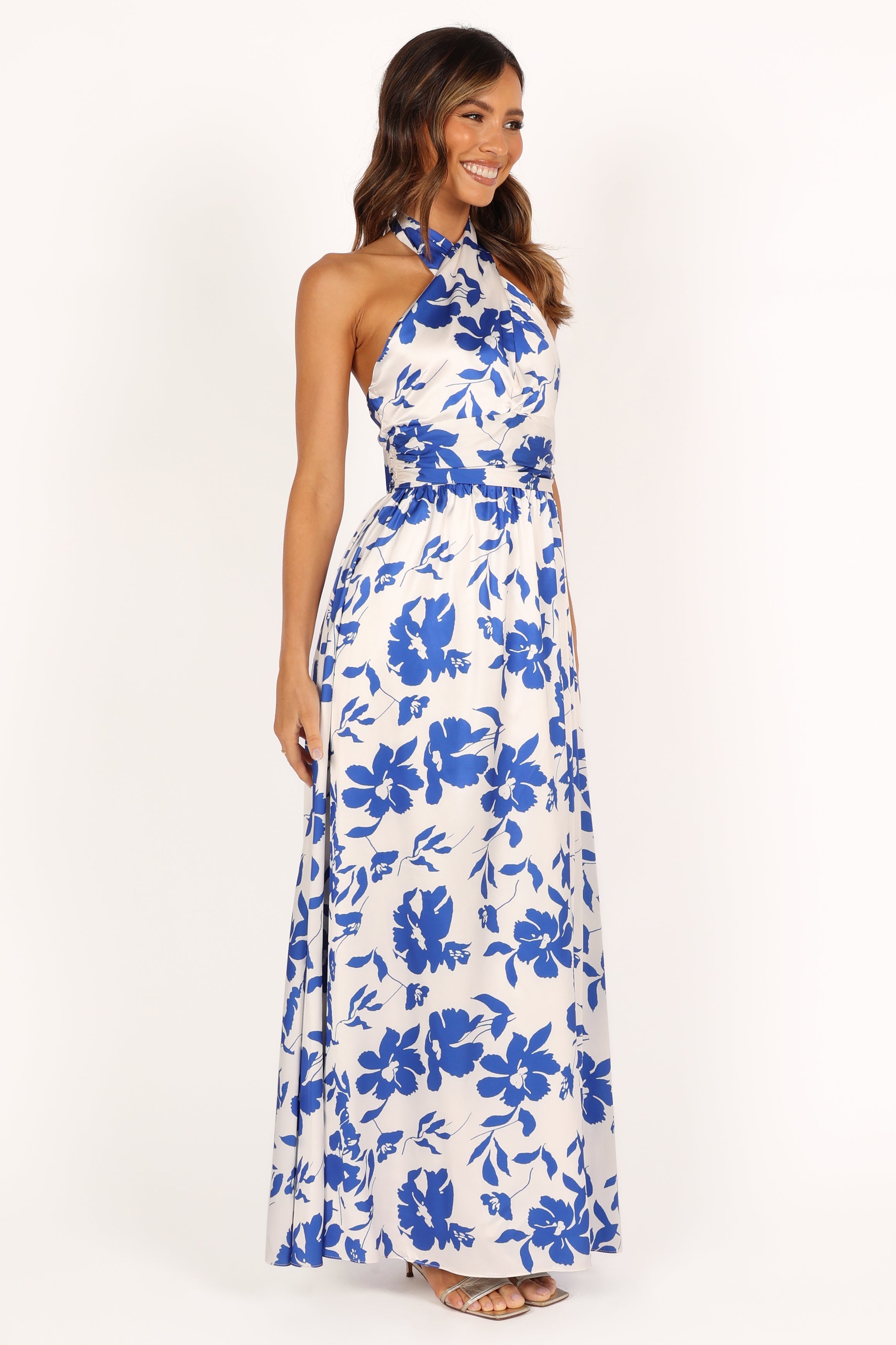 DRESSES @Allora Halter Dress - Blue Floral