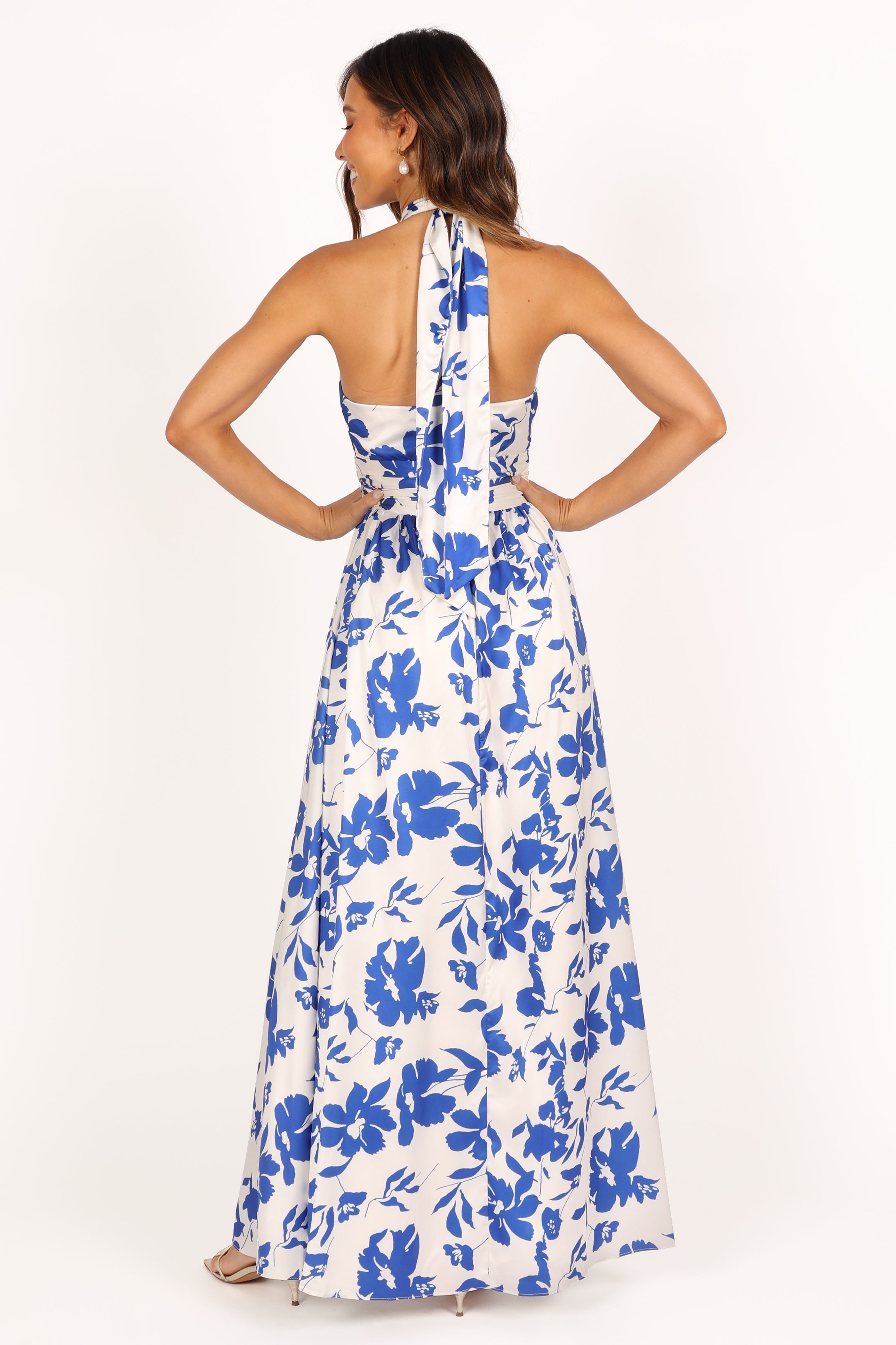 DRESSES @Allora Halter Dress - Blue Floral