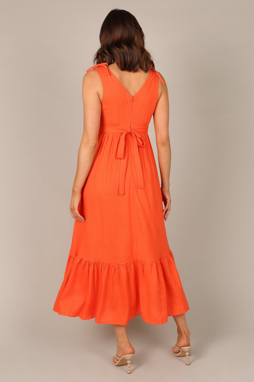 DRESSES @Ally Tie Up Shoulder Strap Maxi Dress - Coral Red