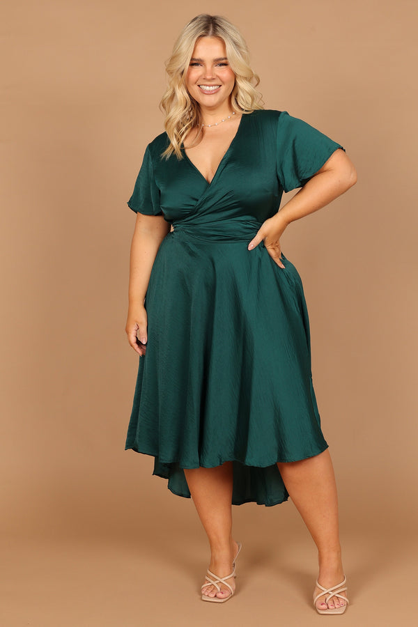 DRESSES Amanda Hi Lo Tie Front Dress - Emerald