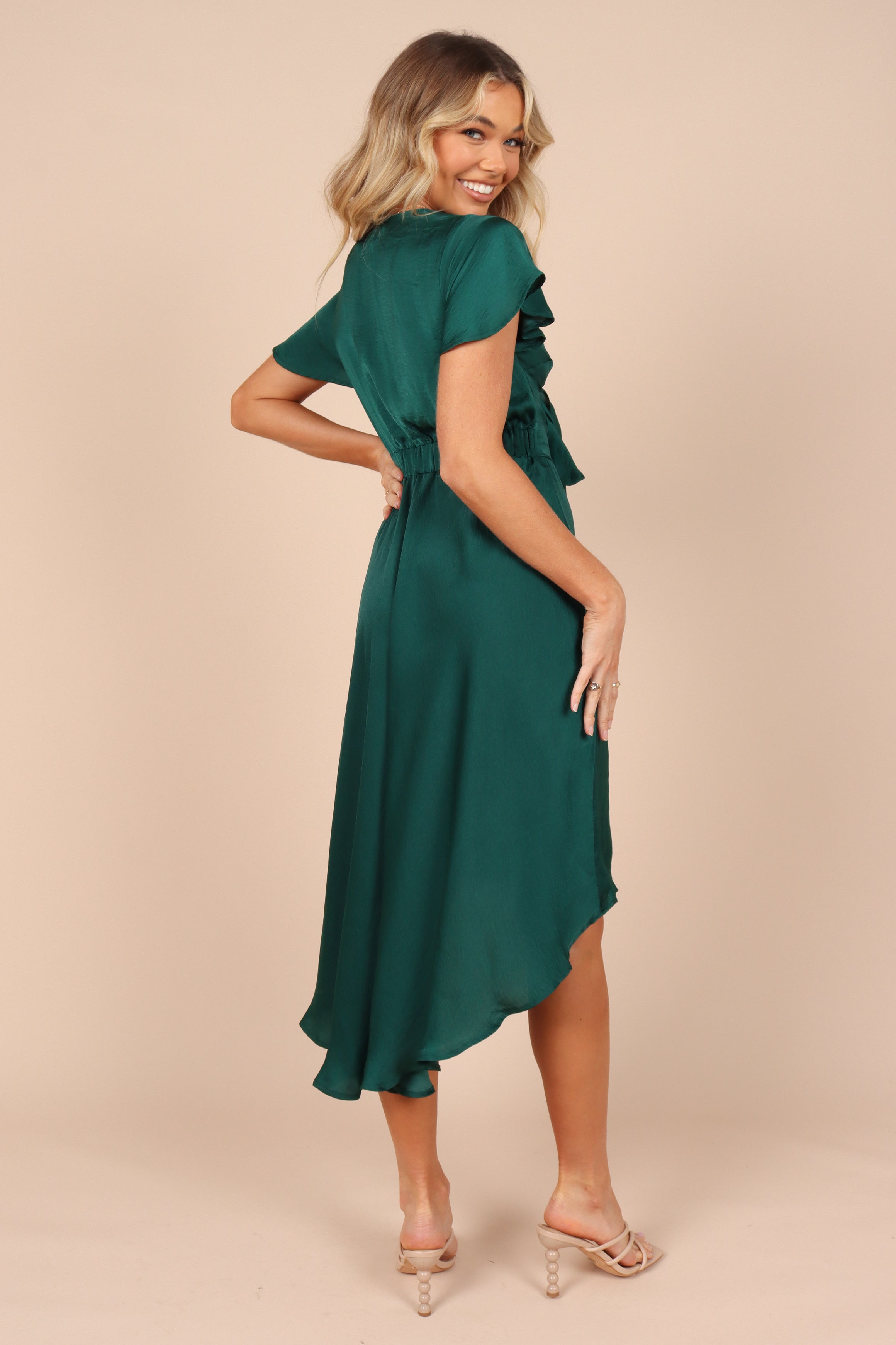 DRESSES @Amanda Hi Lo Tie Front Dress - Emerald (described waiting on bulk)