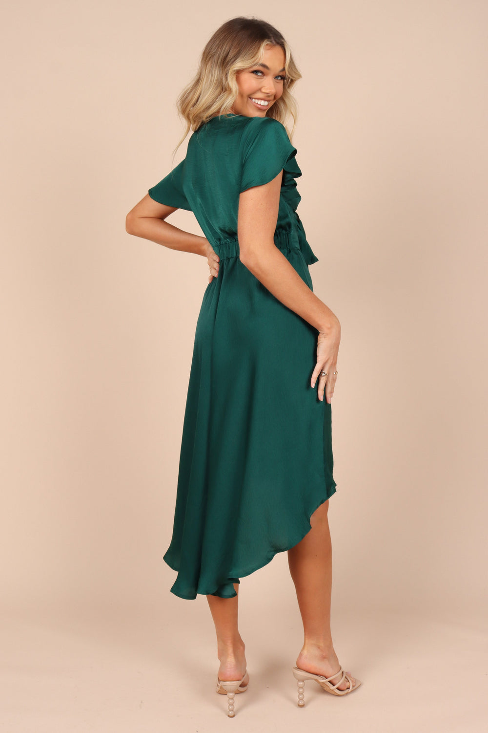 DRESSES @Amanda Hi Lo Tie Front Dress - Emerald (described waiting on bulk)