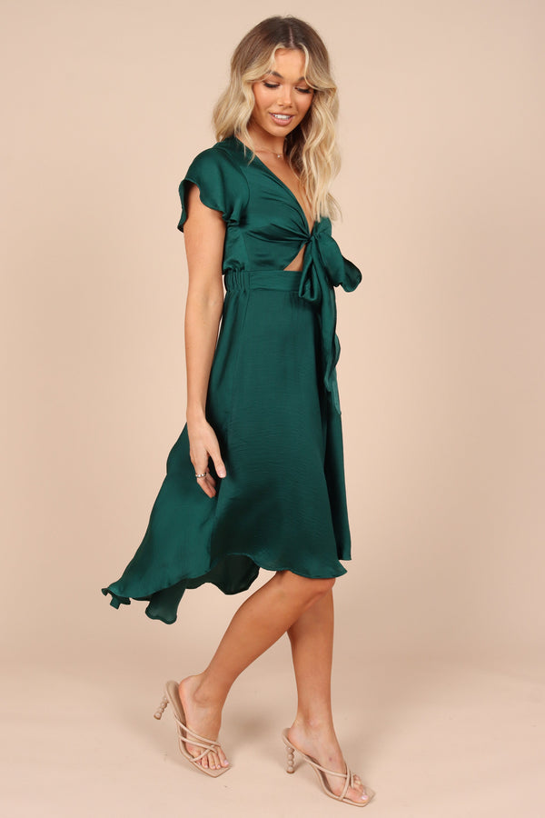 DRESSES @Amanda Hi Lo Tie Front Dress - Emerald (described waiting on bulk)