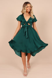 DRESSES @Amanda Hi Lo Tie Front Dress - Emerald (described waiting on bulk)
