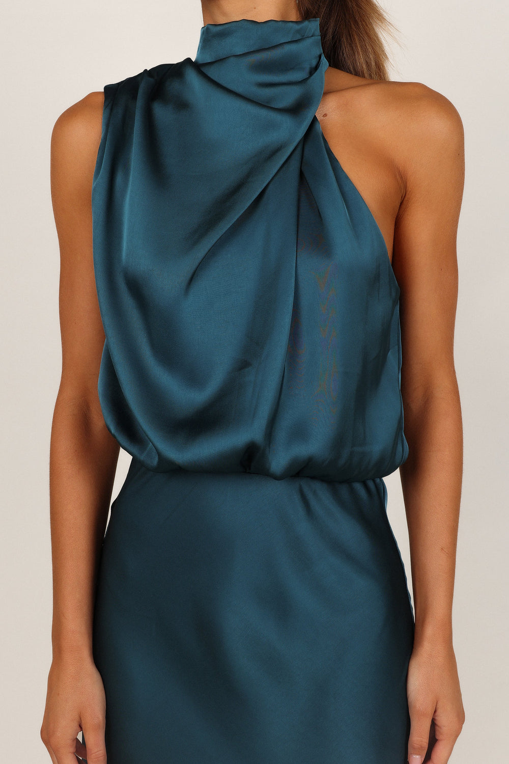 Shop Formal Dress - Anabelle Halter Neck Midi Dress - Teal secondary image
