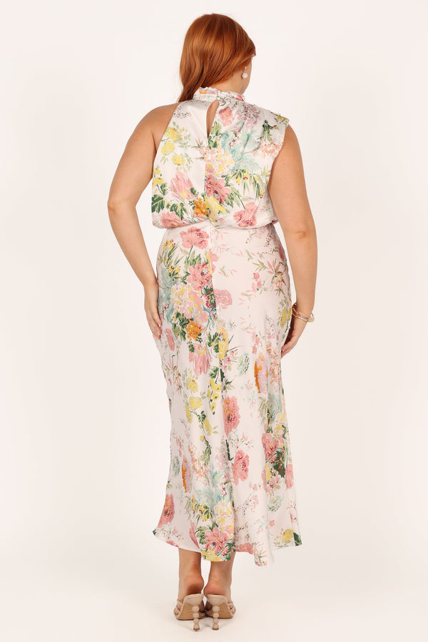 DRESSES Anabelle Halter Neck Maxi Dress - White Floral