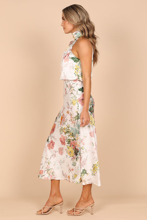 DRESSES @Anabelle Halter Neck Maxi Dress - White Floral (waiting on bulk)