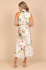 DRESSES @Anabelle Halter Neck Maxi Dress - White Floral (waiting on bulk)