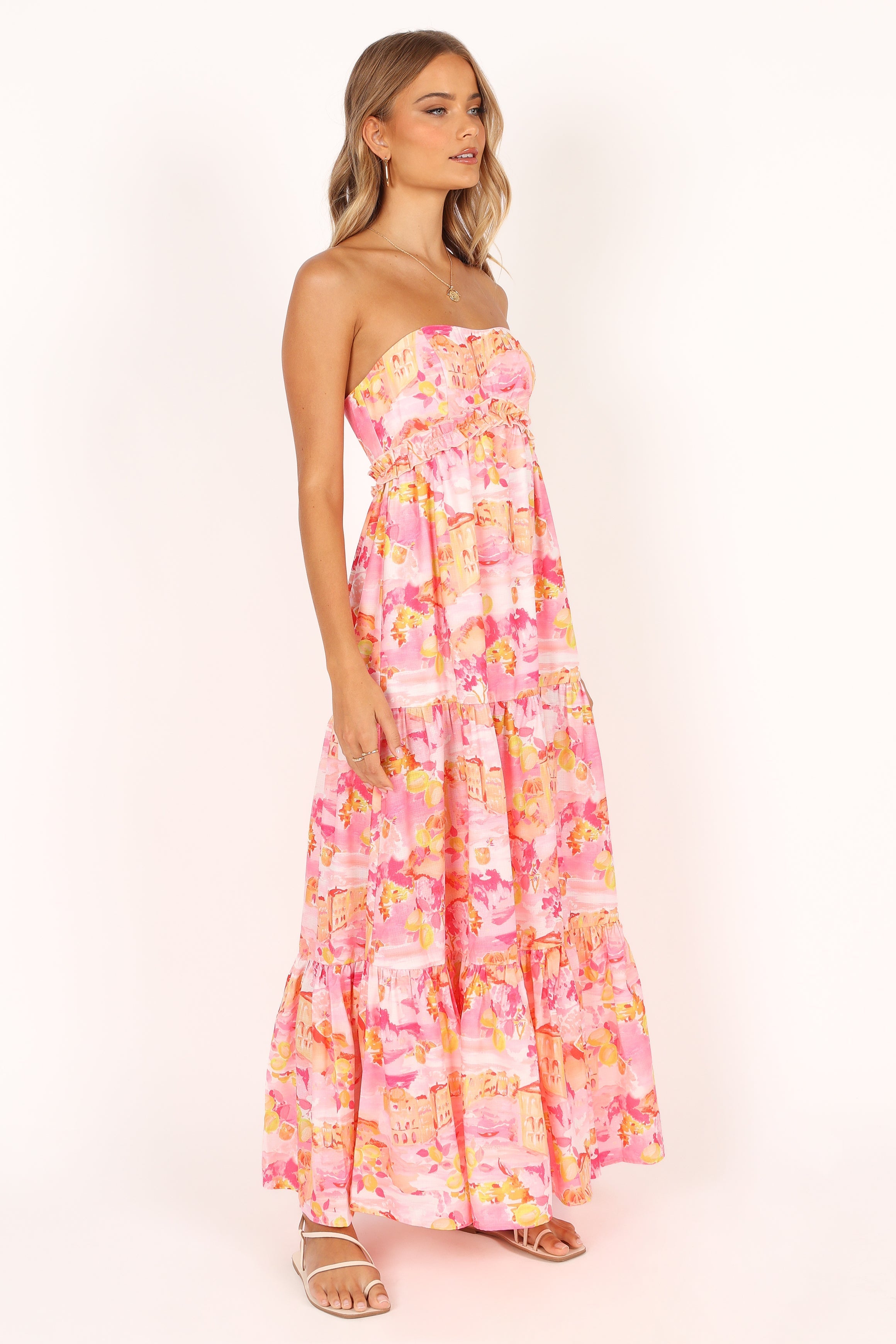 DRESSES @Arianna Strapless Dress - Pink Scenic
