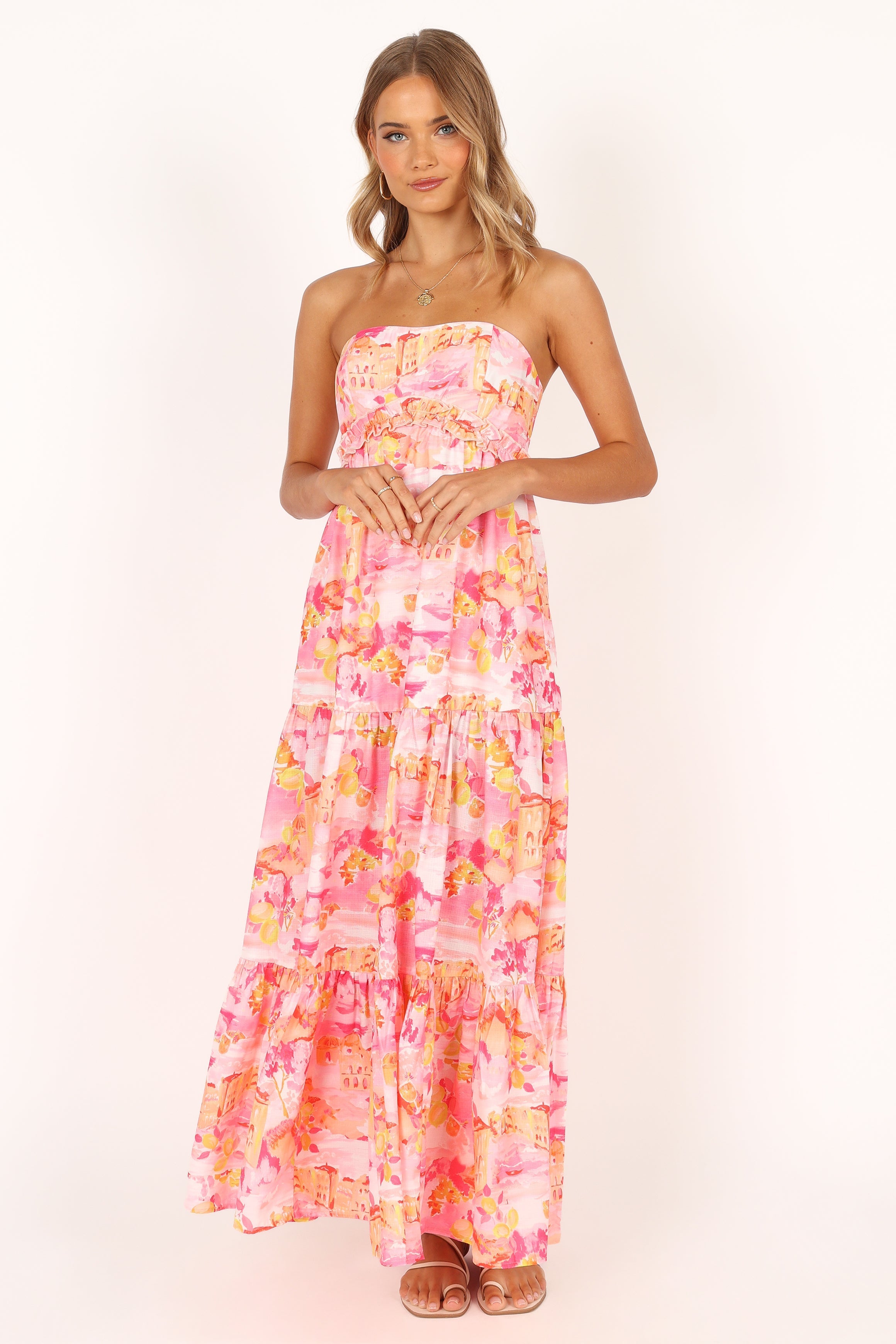 DRESSES @Arianna Strapless Dress - Pink Scenic
