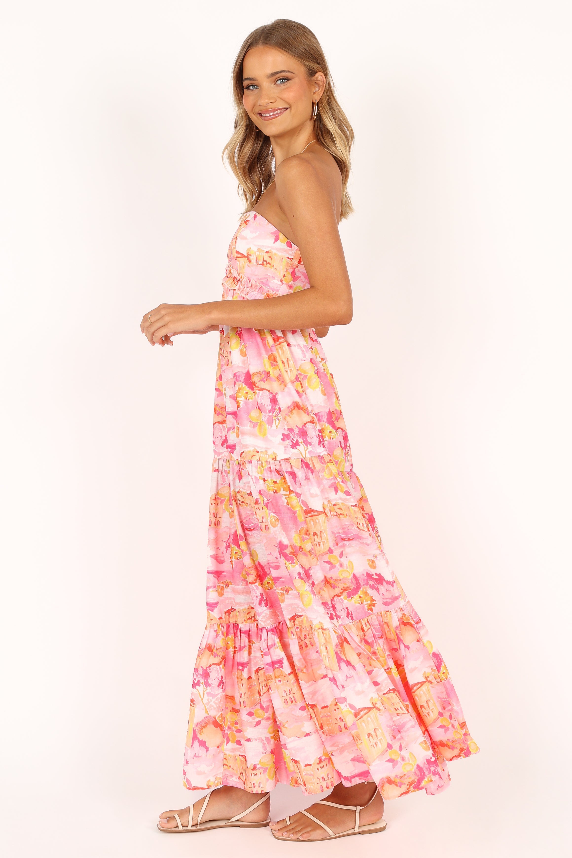 DRESSES @Arianna Strapless Dress - Pink Scenic