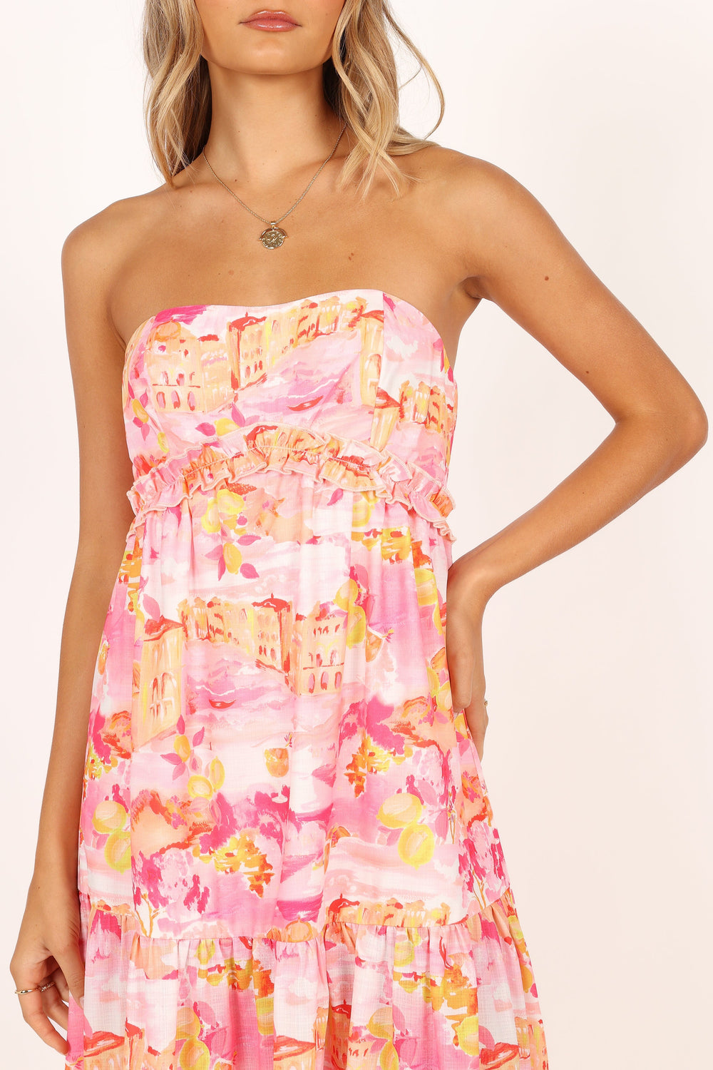DRESSES @Arianna Strapless Dress - Pink Scenic