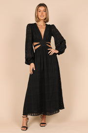 DRESSES @Aubra Textured Cut Out Maxi Dress - Black
