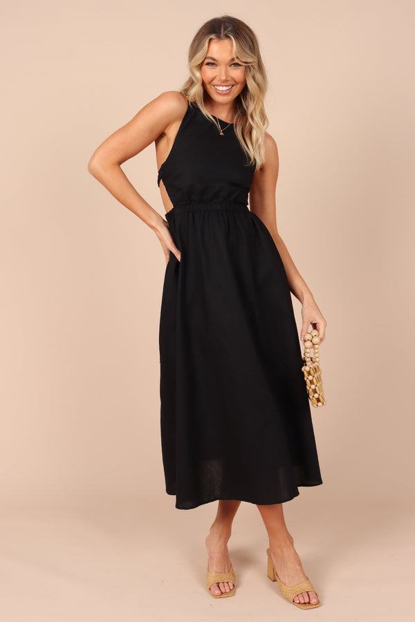 DRESSES @Aubrey Cutout Midi Dress - Black (waiting on bulk)