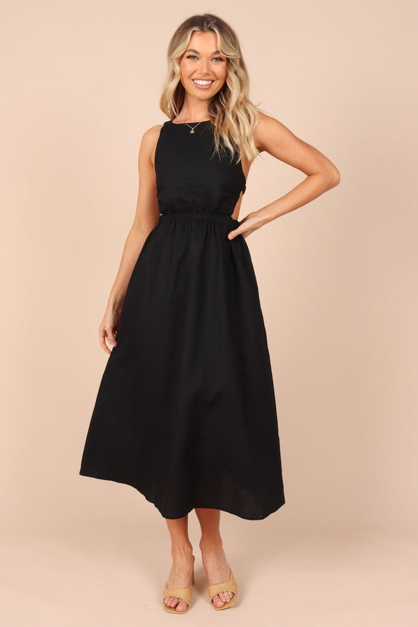 DRESSES @Aubrey Cutout Midi Dress - Black (waiting on bulk)