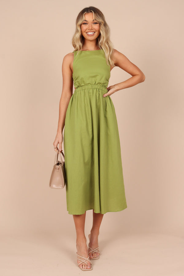 DRESSES @Aubrey Cutout Midi Dress - Green (waiting on bulk)