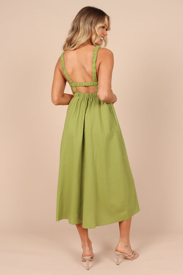 DRESSES @Aubrey Cutout Midi Dress - Green (waiting on bulk)